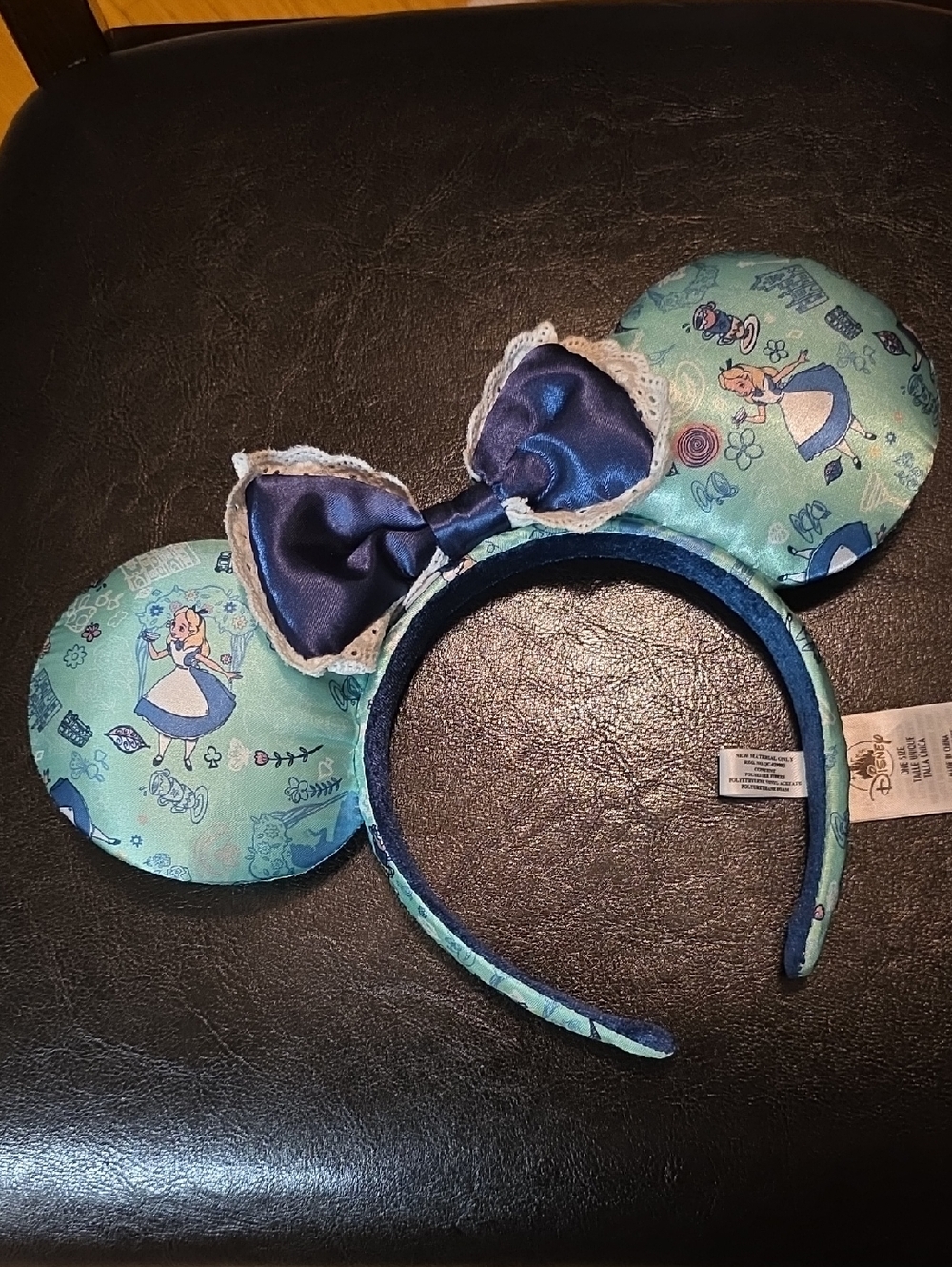 Disney Alice Pattern Mint and Purpleblue Mouse Ear Headband